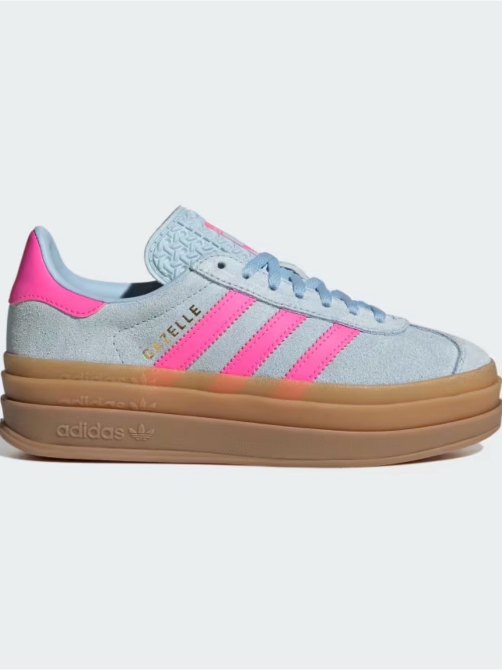 Kids Adidas Gazelle Platform Sneaker - Light Blue with Pink